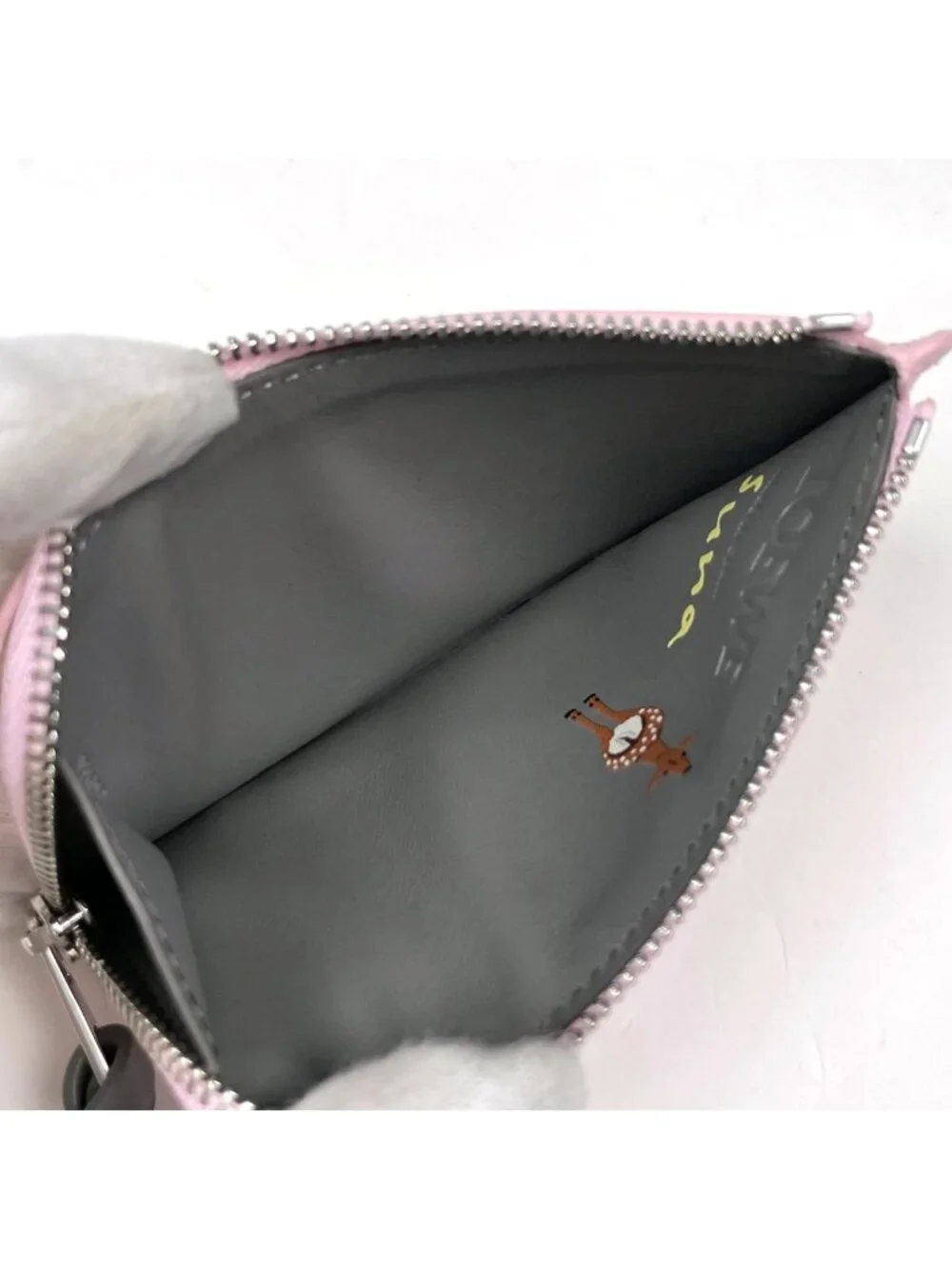 Loewe Deer Coin Card Holder Case Snafji Taco Collaboration Calf Leather Blossom